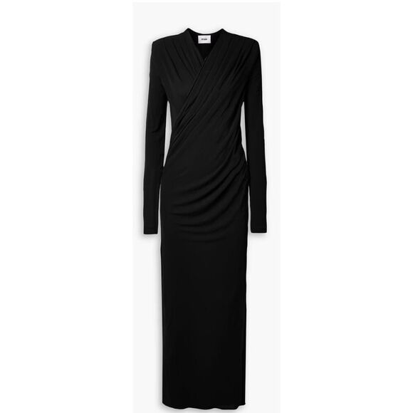 INTERIOR Draped crepe maxi dress in Black NWT Size Small - Picture 1 of 9